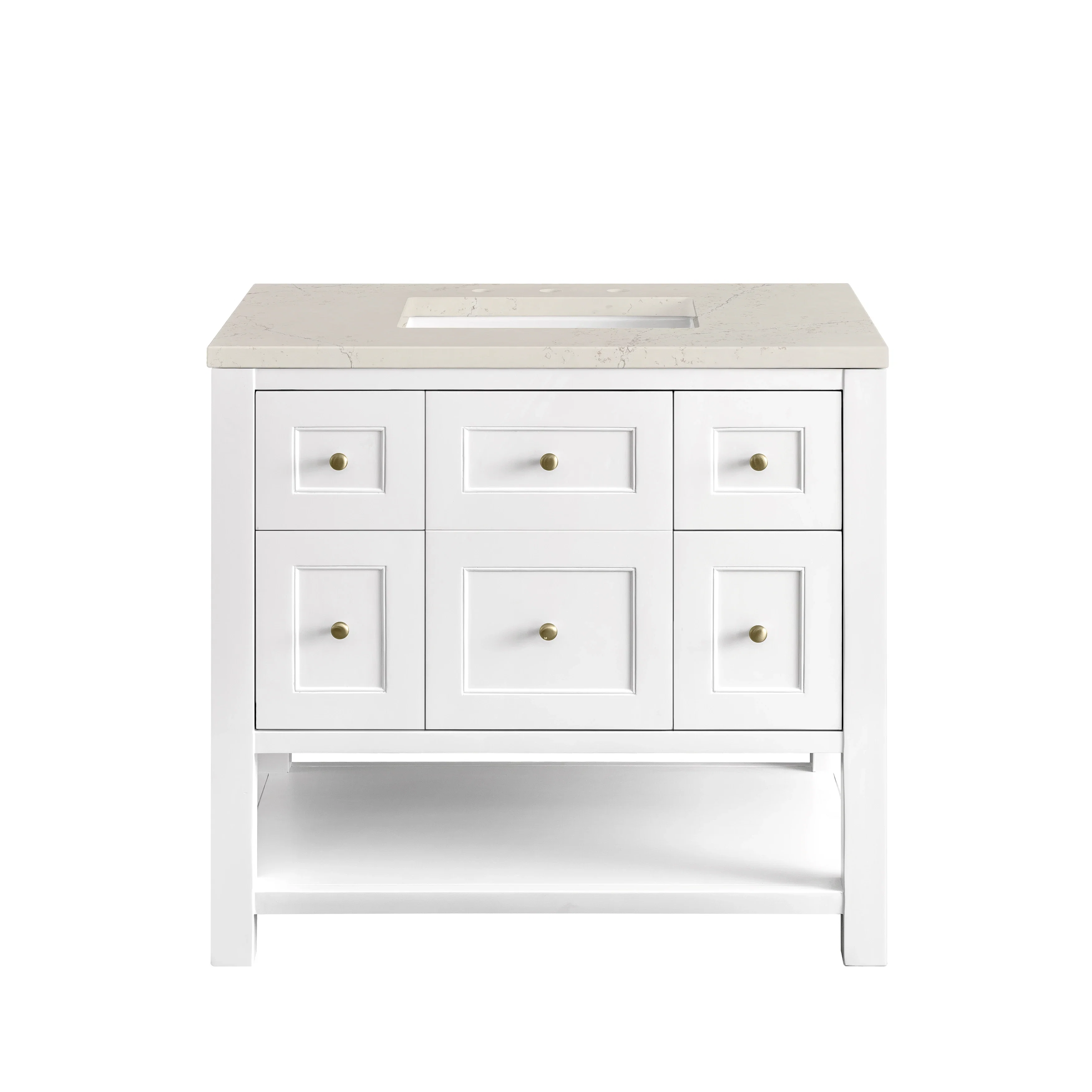 Breckenridge 36" Single Vanity, Bright White, w/ 3 CM Siberian Silestone Top