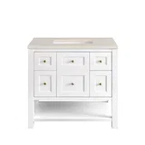 Breckenridge 36" Single Vanity, Bright White, w/ 3 CM Siberian Silestone Top
