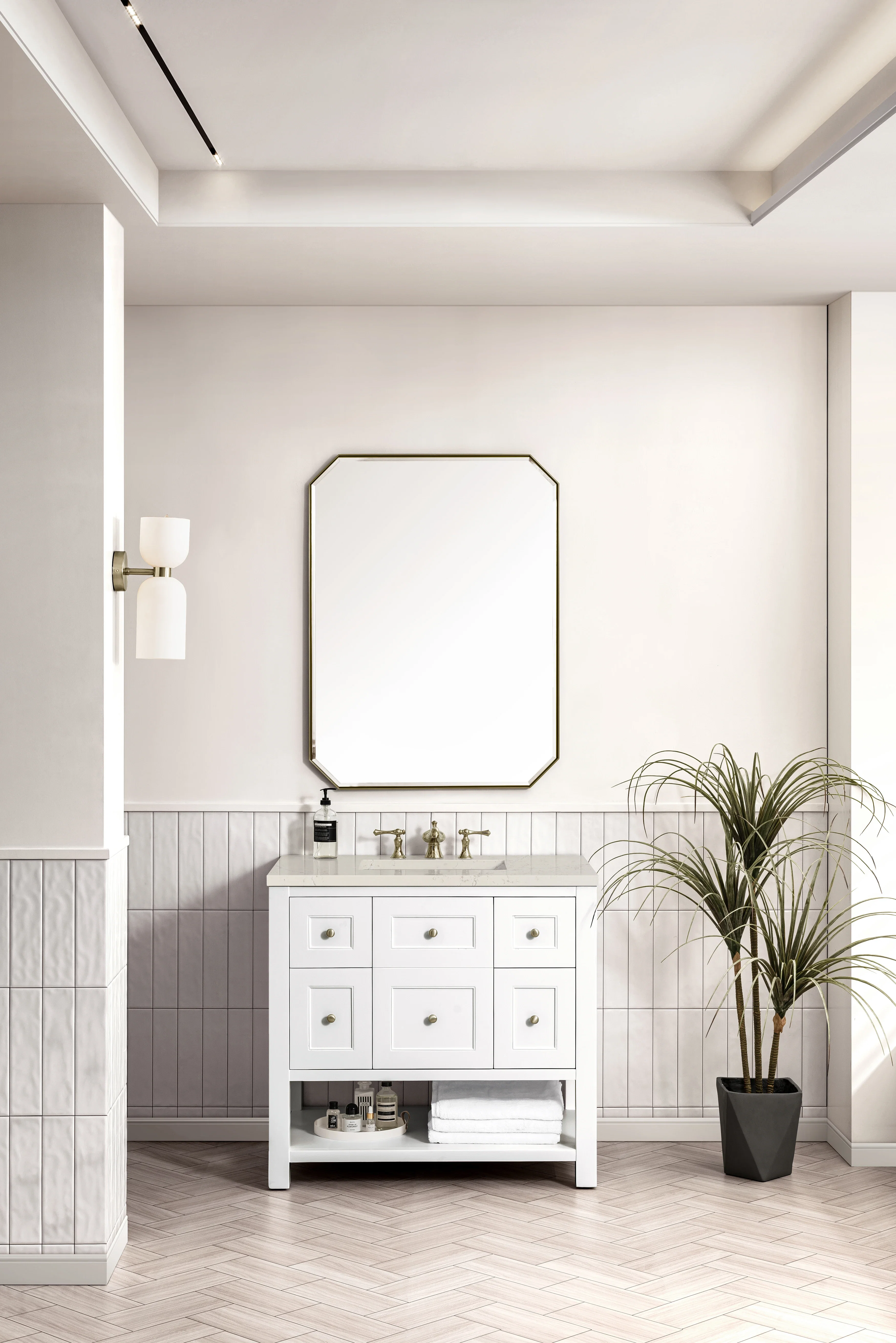 Breckenridge 36" Single Vanity, Bright White, w/ 3 CM Siberian Silestone Top