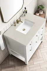 Breckenridge 36" Single Vanity, Bright White, w/ 3 CM Siberian Silestone Top