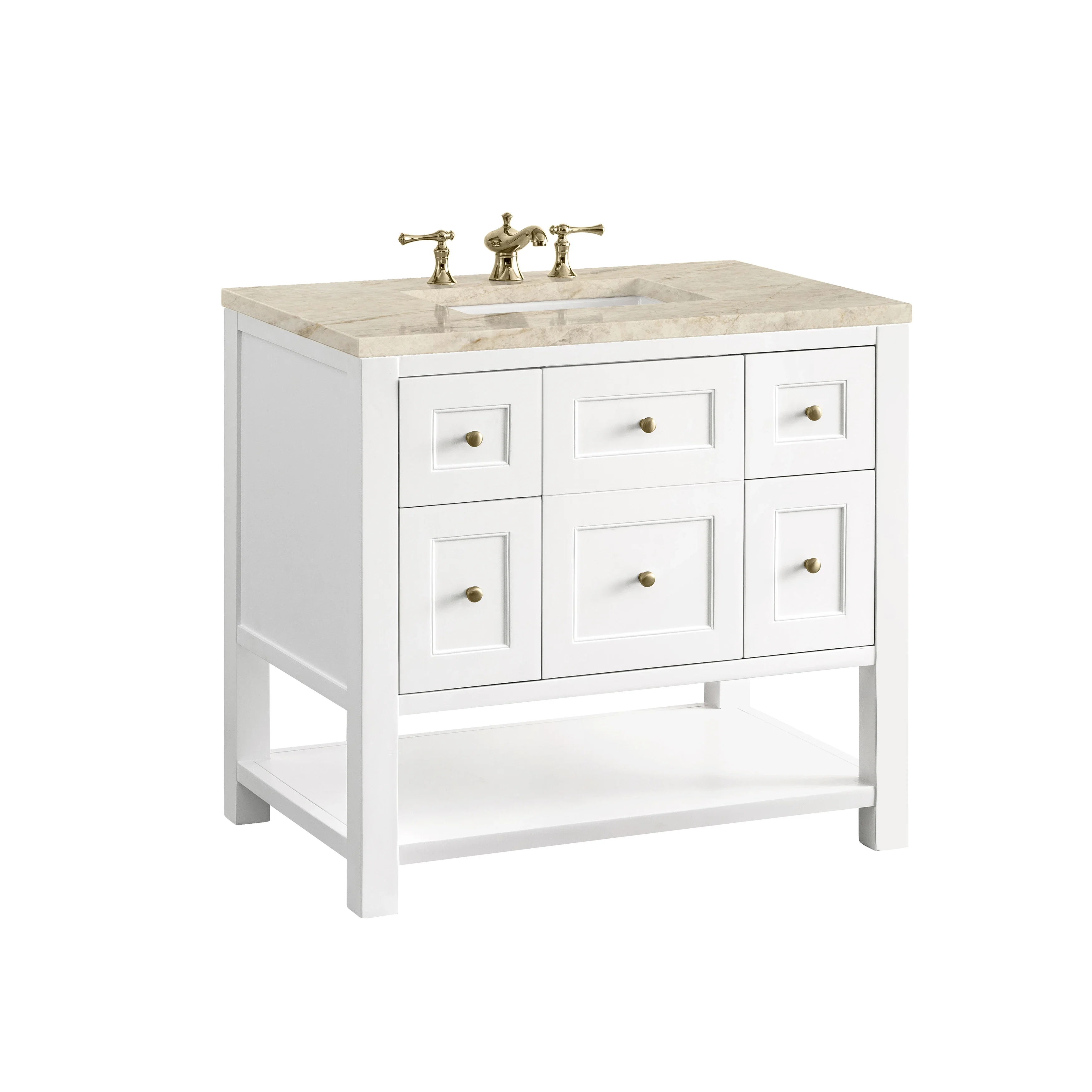 Breckenridge 36" Single Vanity, Bright White, w/ 3 CM Tajnar Eclos Top