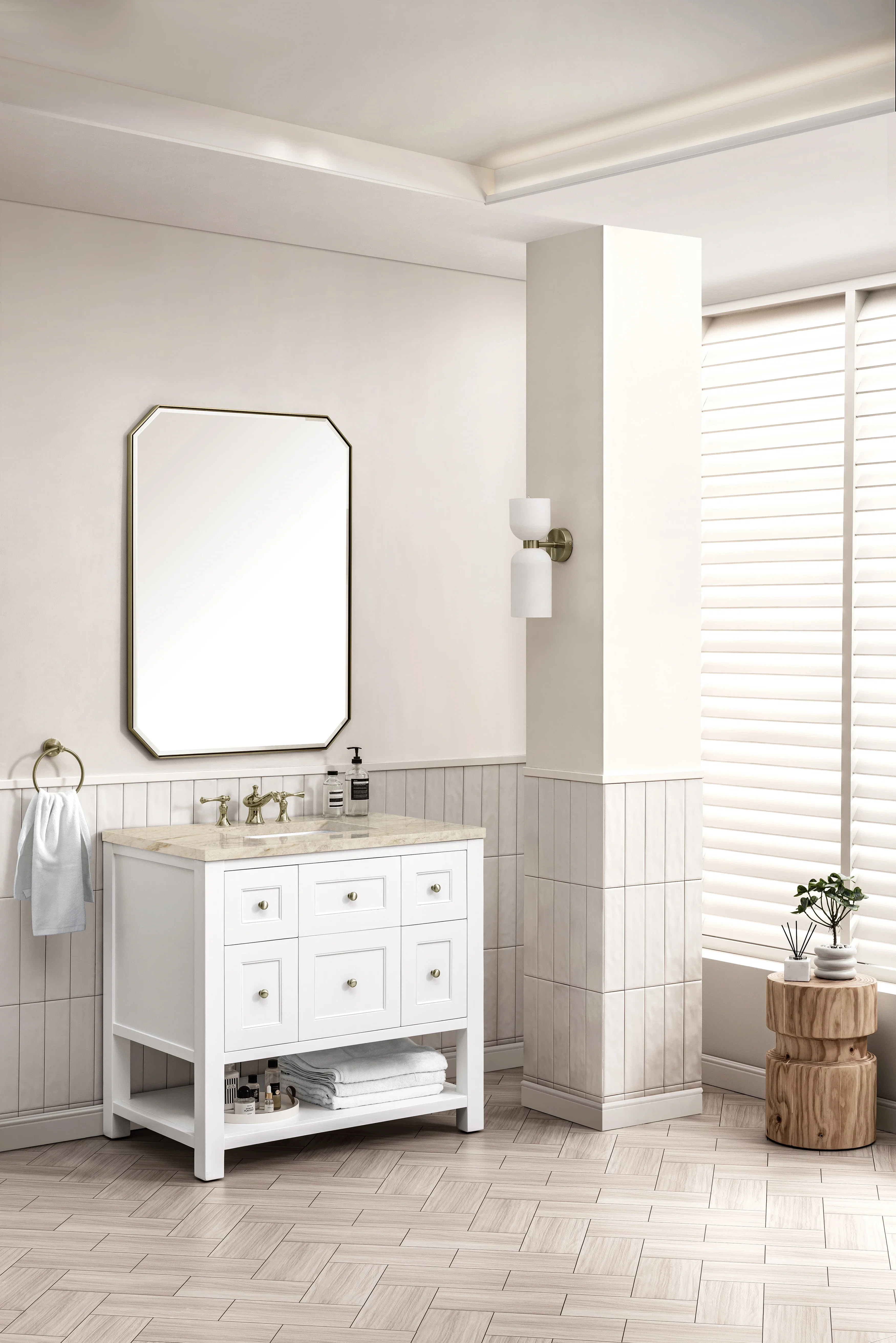 Breckenridge 36" Single Vanity, Bright White, w/ 3 CM Tajnar Eclos Top