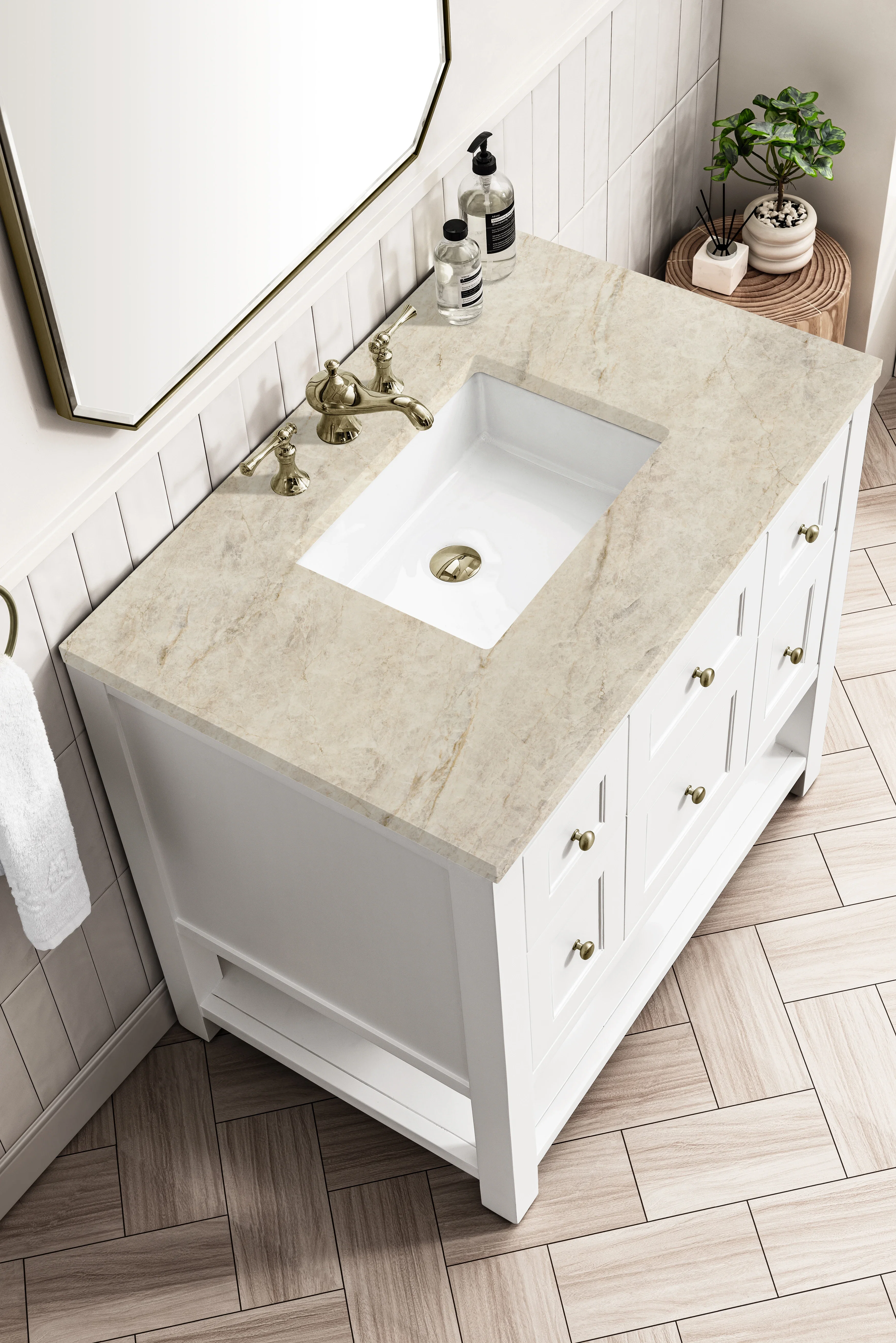 Breckenridge 36" Single Vanity, Bright White, w/ 3 CM Tajnar Eclos Top