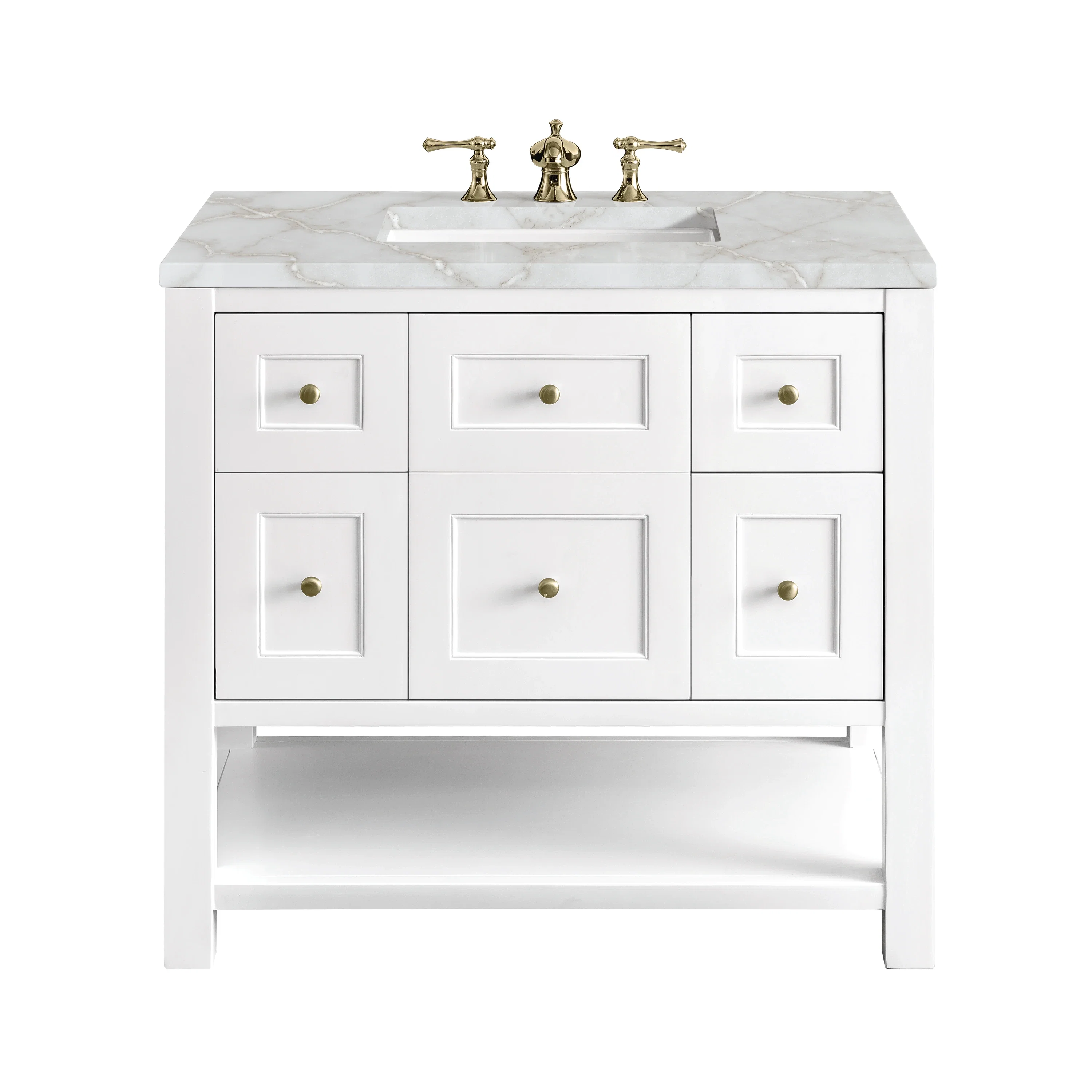 Breckenridge 36" Single Vanity, Bright White w/ 3 CM Victorian Silver Top