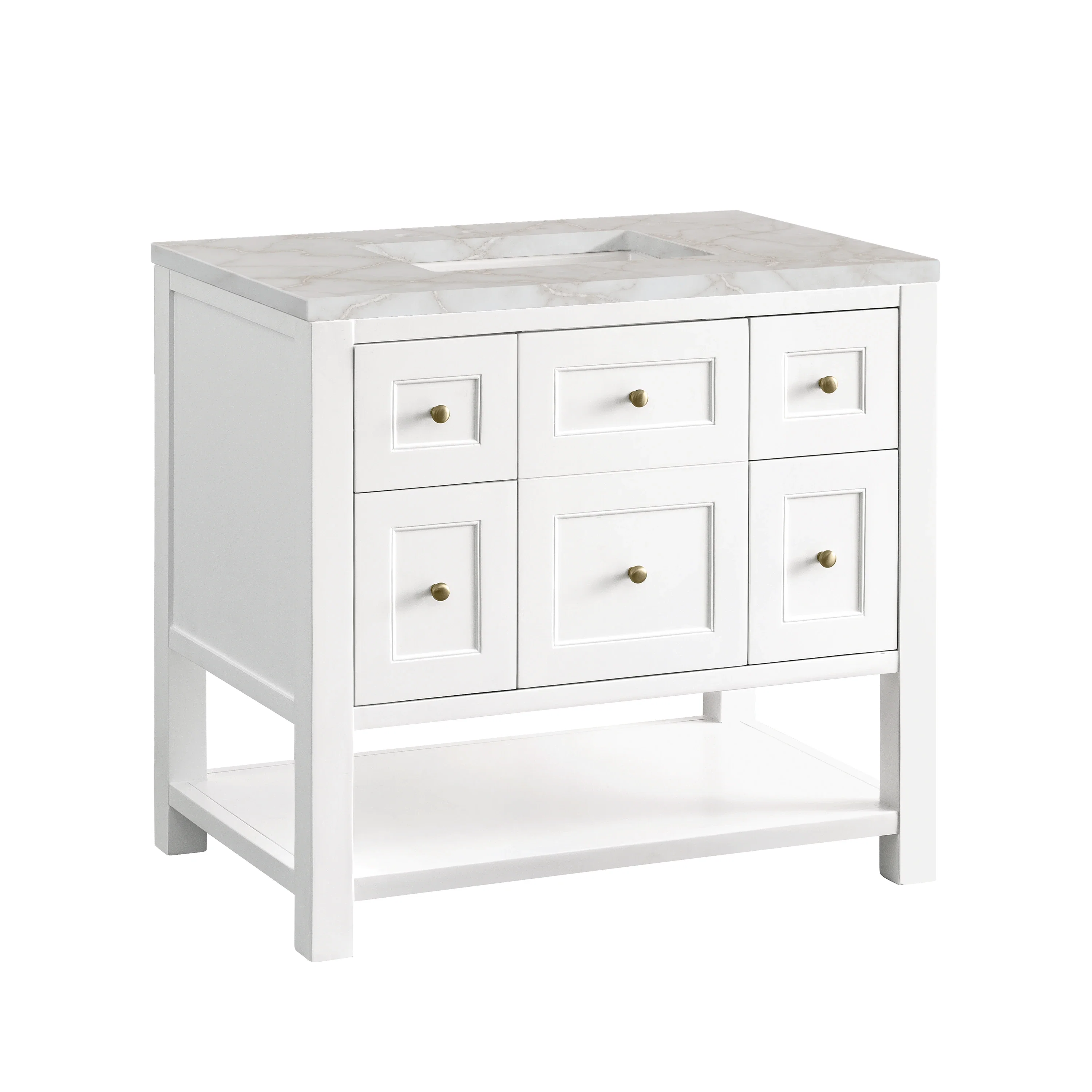 Breckenridge 36" Single Vanity, Bright White w/ 3 CM Victorian Silver Top