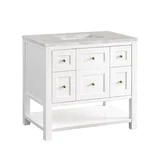 Breckenridge 36" Single Vanity, Bright White w/ 3 CM Victorian Silver Top