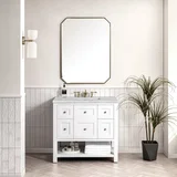 Breckenridge 36" Single Vanity, Bright White w/ 3 CM Victorian Silver Top