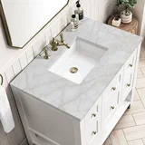 Breckenridge 36" Single Vanity, Bright White w/ 3 CM Victorian Silver Top