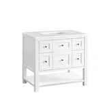 Breckenridge 36" Single Vanity, Bright White w/ 3 CM White Zeus Top