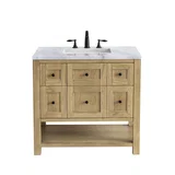 Breckenridge 36" Single Vanity, Light Natural Oak w/ 3 CM Carrara Marble Top