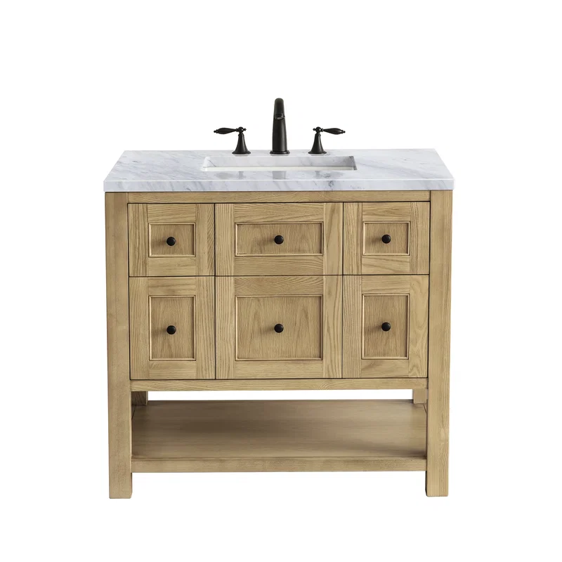 Breckenridge 36" Single Vanity, Light Natural Oak w/ 3 CM Carrara Marble Top