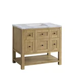 Breckenridge 36" Single Vanity, Light Natural Oak w/ 3 CM Carrara Marble Top