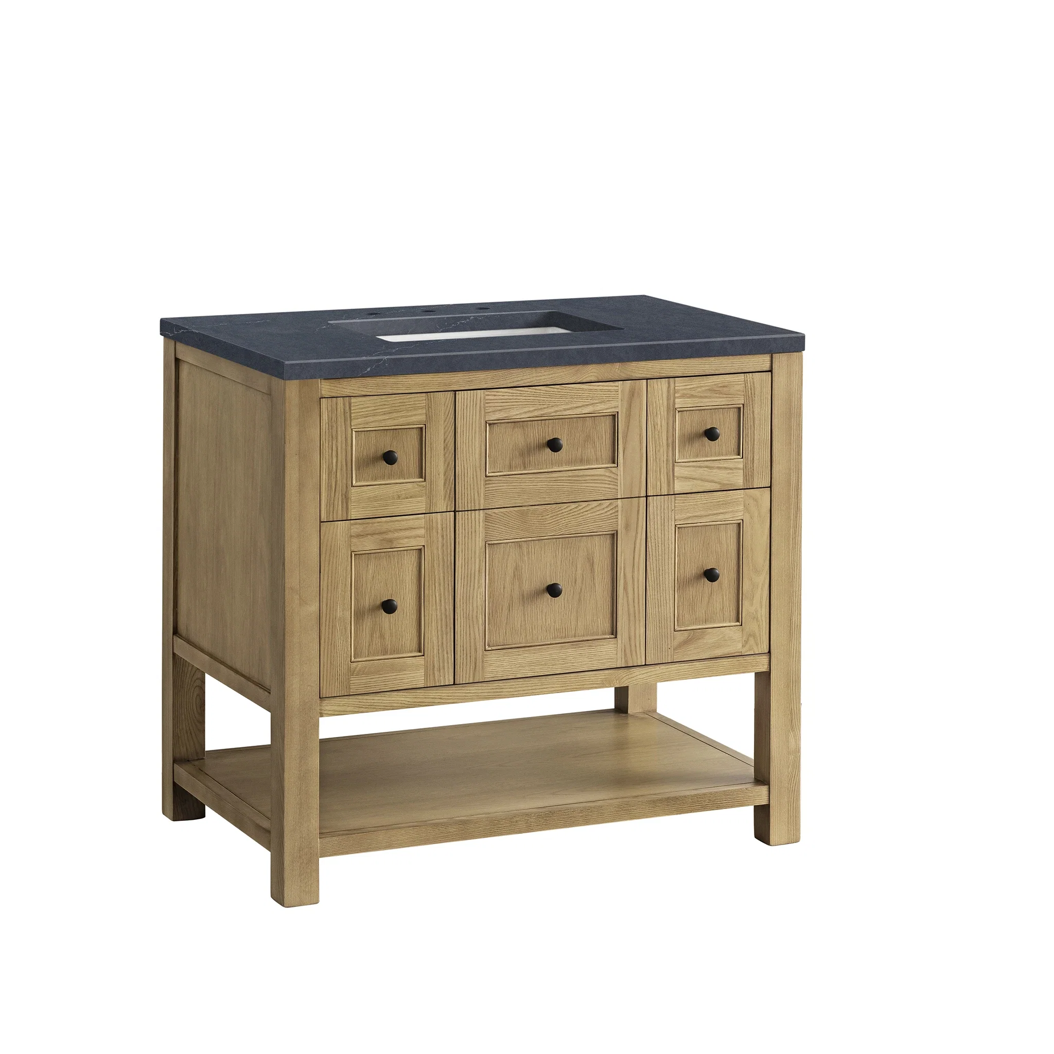 Breckenridge 36" Single Vanity, Light Natural Oak w/ 3 CM Charcoal Soapstone Top