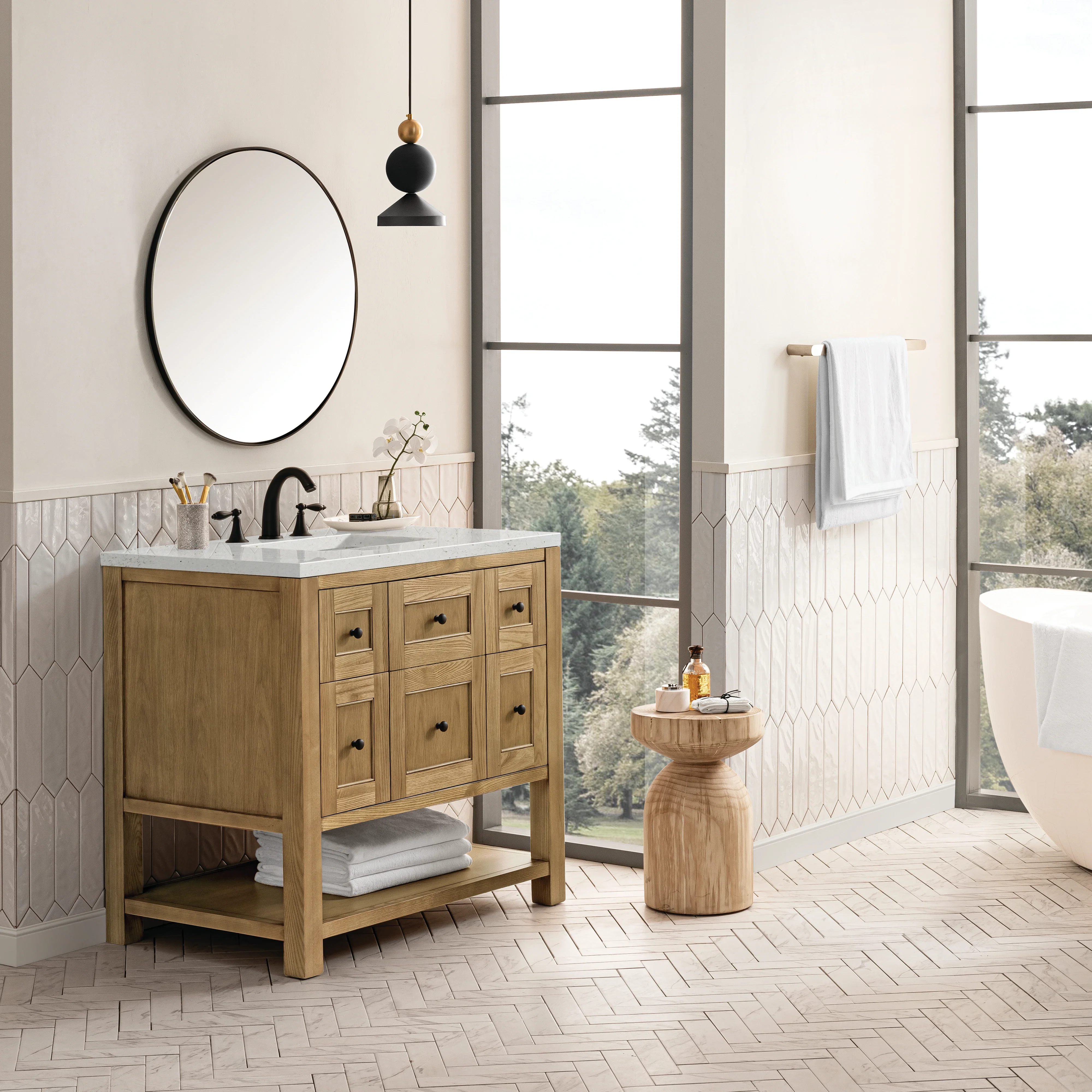 Breckenridge 36" Single Vanity, Light Natural Oak w/ 3 CM Lime Delight Top