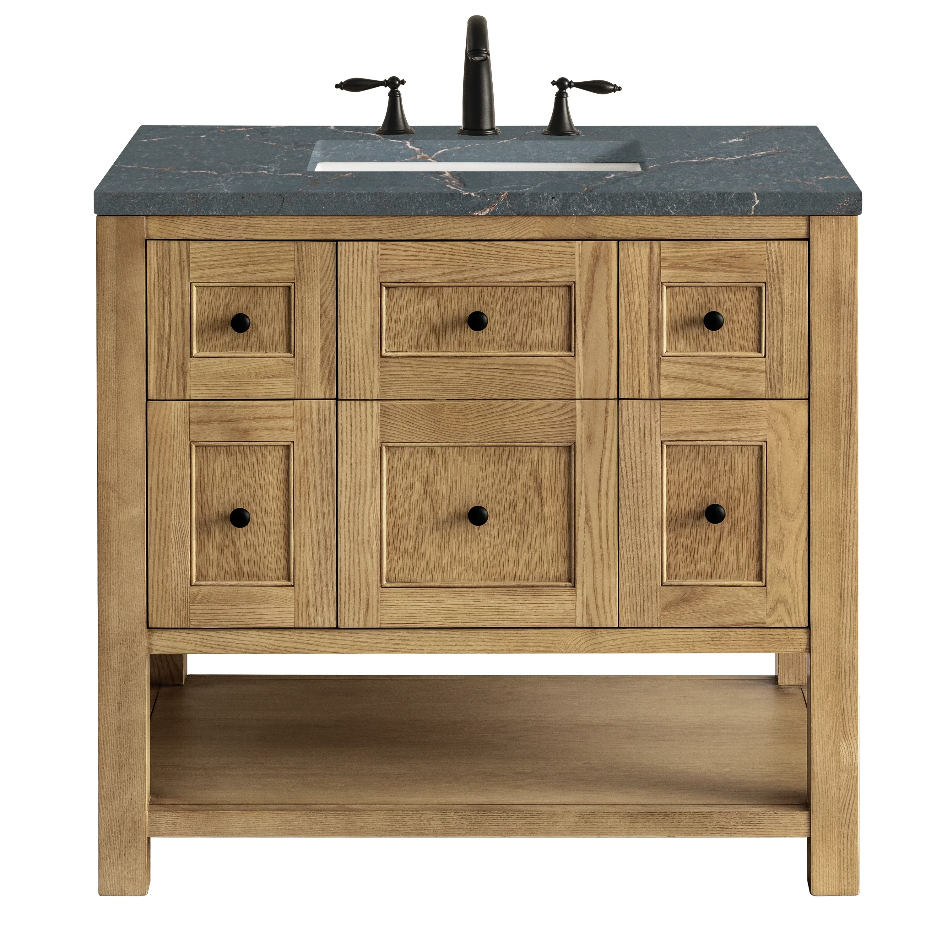 Breckenridge 36" Single Vanity, Light Natural Oak w/ 3 CM Parisien Bleu Top