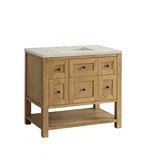 Breckenridge 36" Single Vanity, Light Natural Oak, w/ 3 CM Siberian Silestone Top