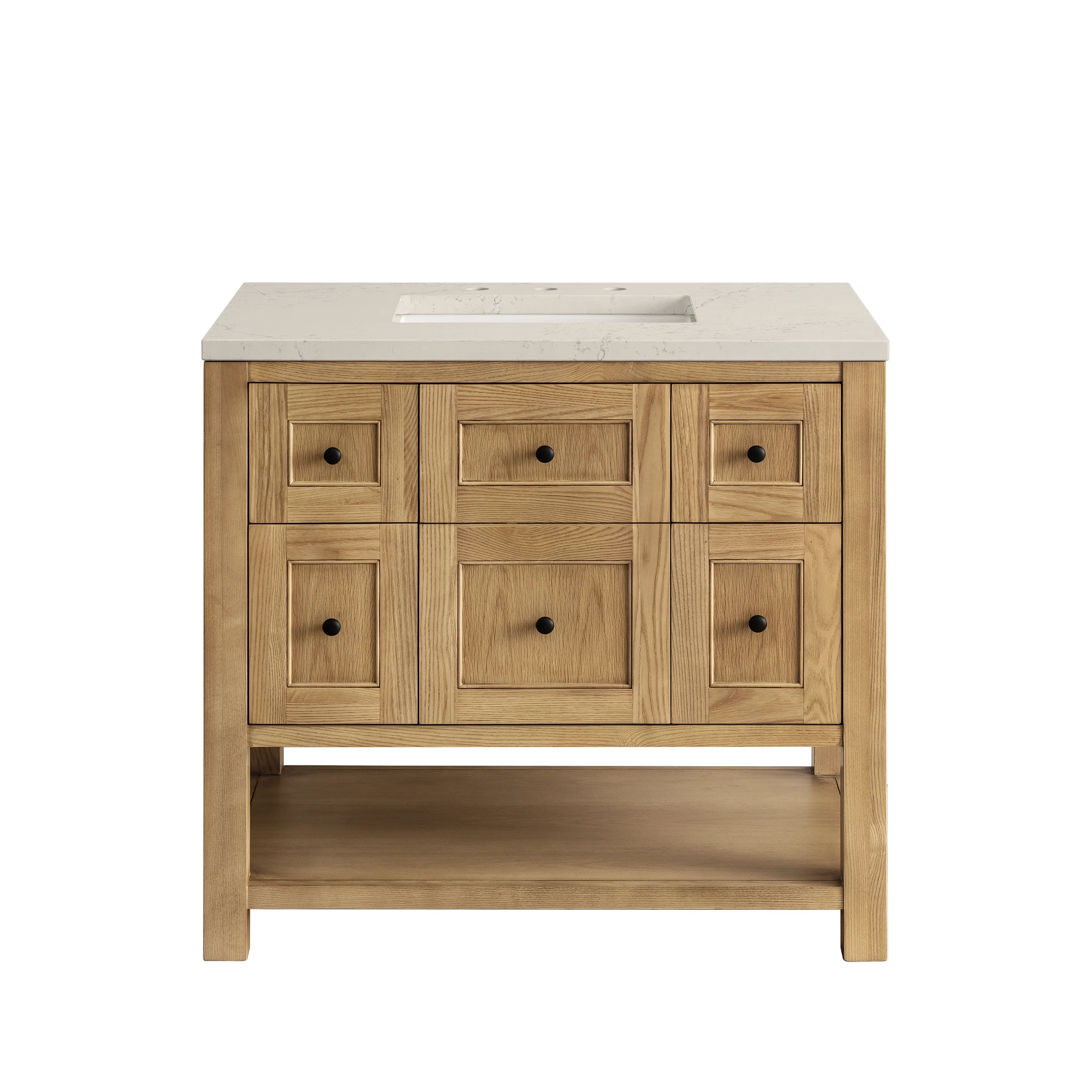 Breckenridge 36" Single Vanity, Light Natural Oak, w/ 3 CM Siberian Silestone Top