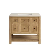 Breckenridge 36" Single Vanity, Light Natural Oak, w/ 3 CM Siberian Silestone Top