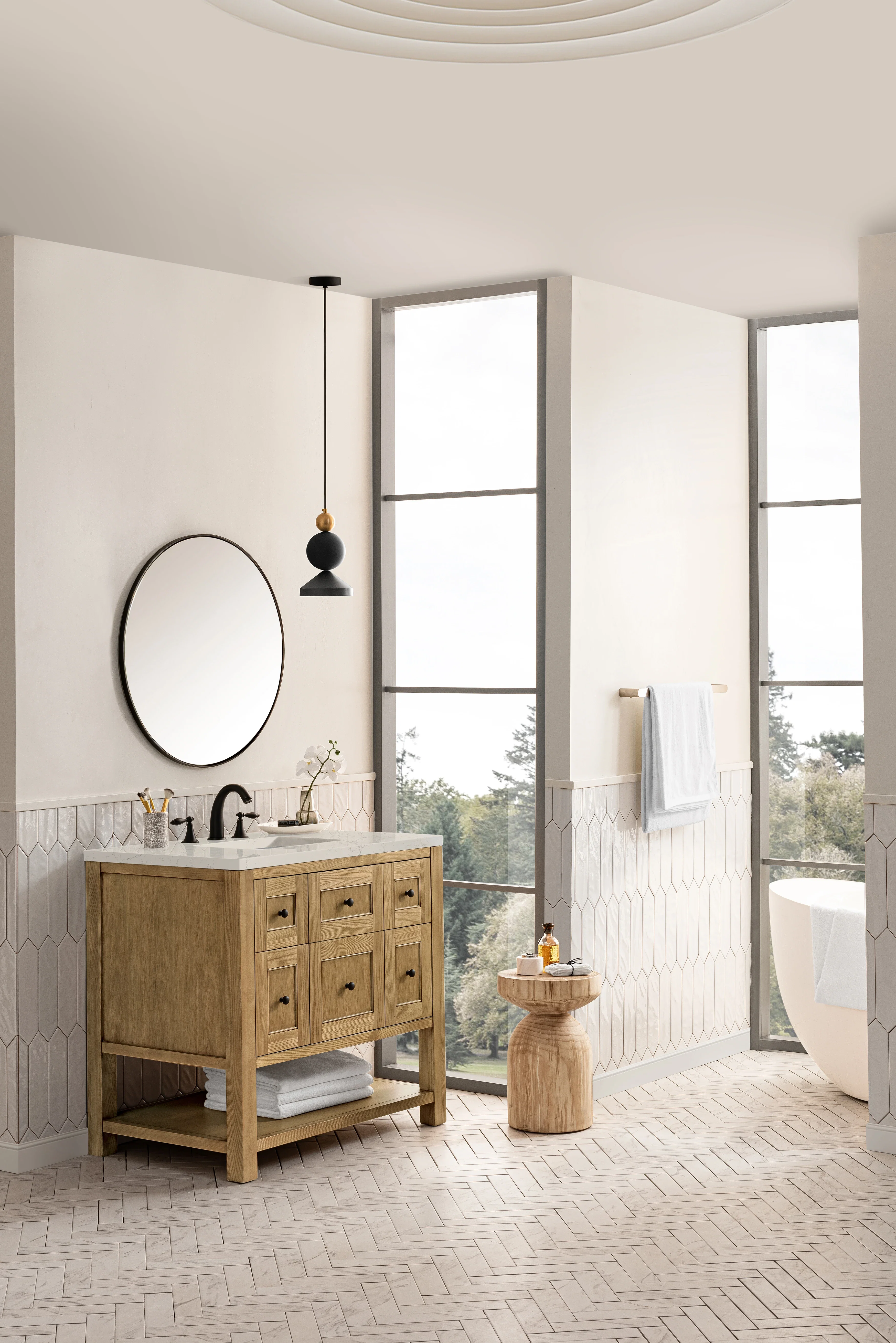 Breckenridge 36" Single Vanity, Light Natural Oak, w/ 3 CM Siberian Silestone Top