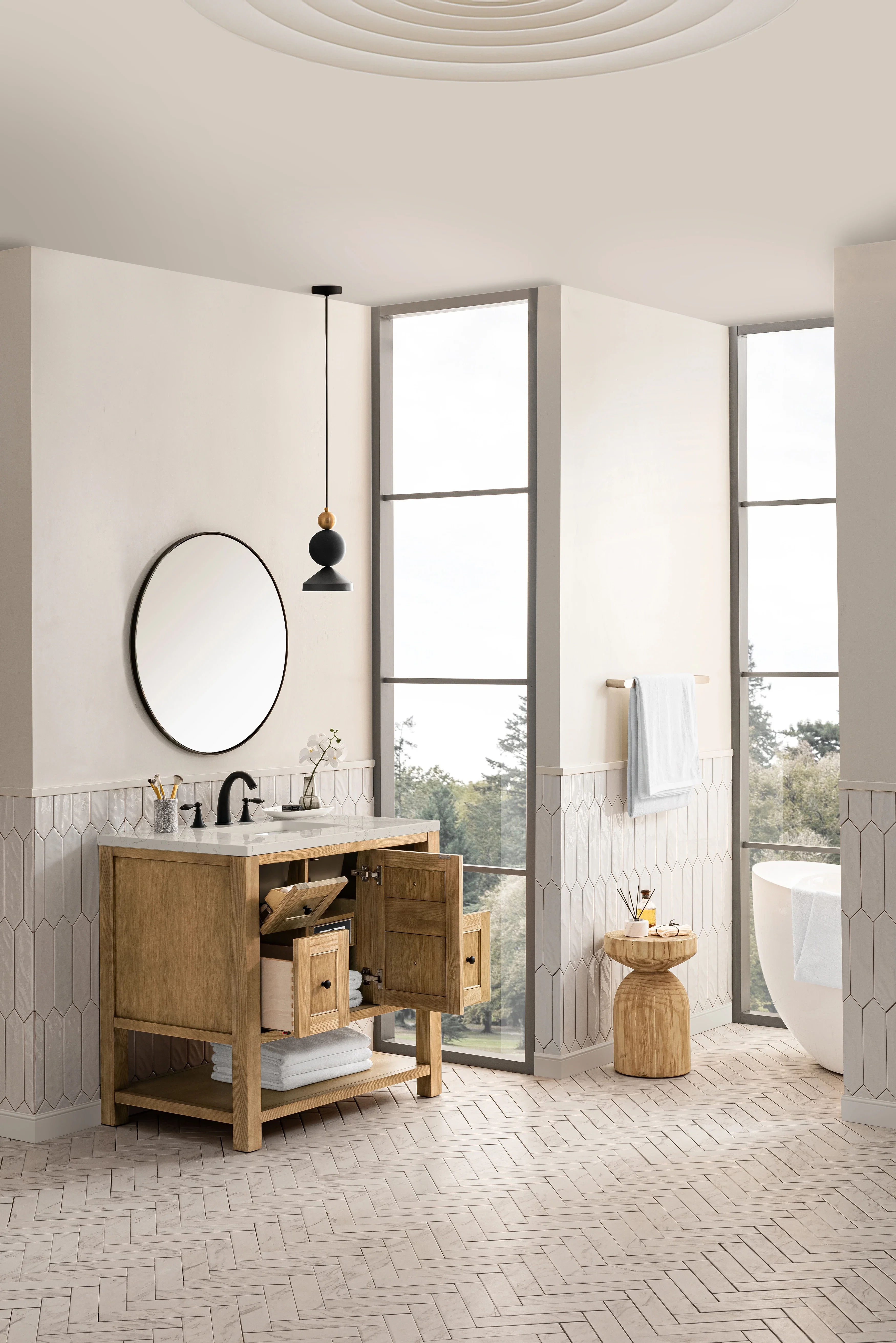 Breckenridge 36" Single Vanity, Light Natural Oak, w/ 3 CM Siberian Silestone Top