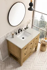 Breckenridge 36" Single Vanity, Light Natural Oak, w/ 3 CM Siberian Silestone Top