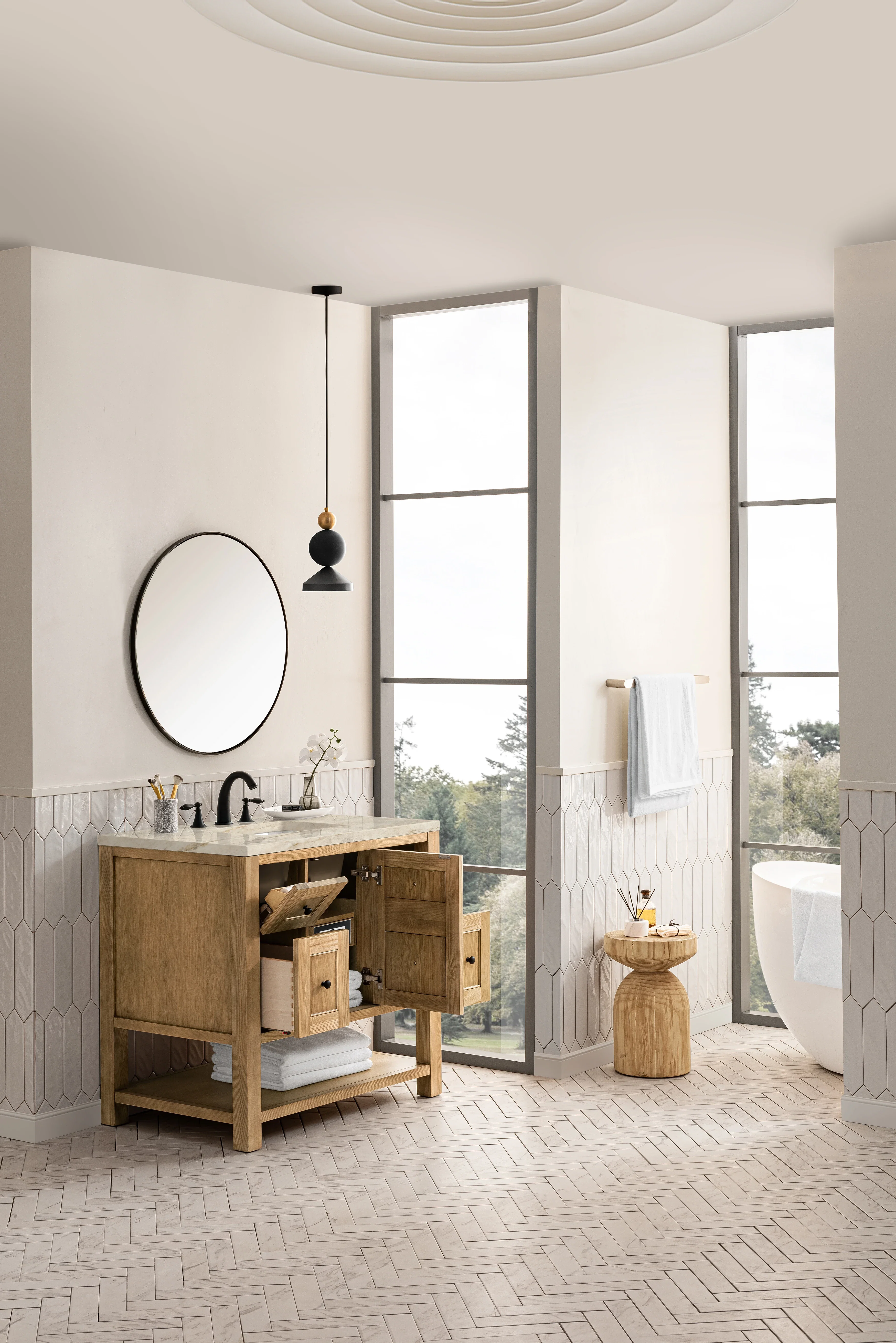 Breckenridge 36" Single Vanity, Light Natural Oak, w/ 3 CM Tajnar Eclos Top