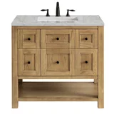 Breckenridge 36" Single Vanity, Light Natural Oak w/ 3 CM Victorian Silver Top
