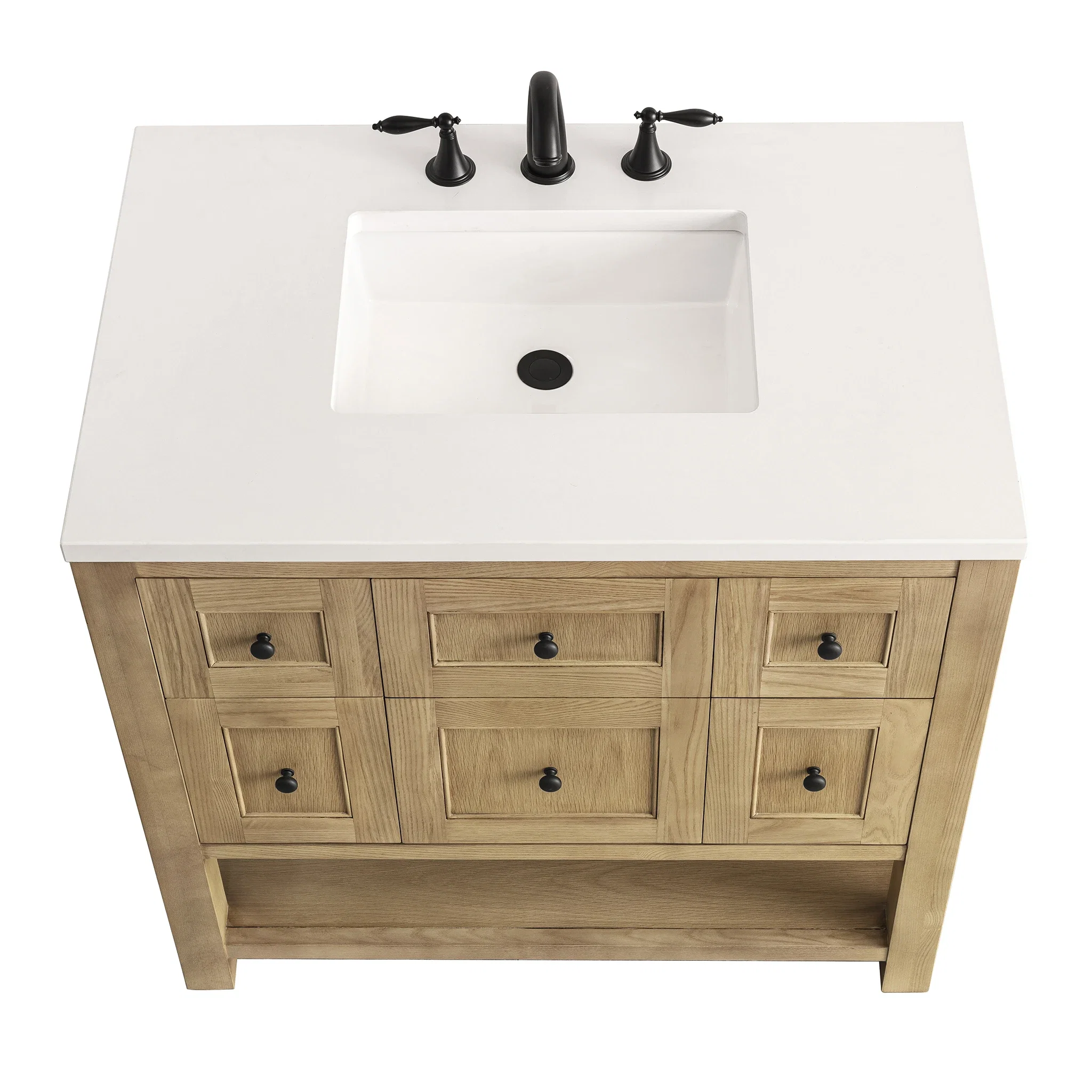 Breckenridge 36" Single Vanity, Light Natural Oak w/ 3 CM White Zeus Top