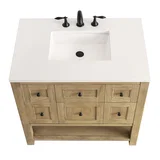 Breckenridge 36" Single Vanity, Light Natural Oak w/ 3 CM White Zeus Top
