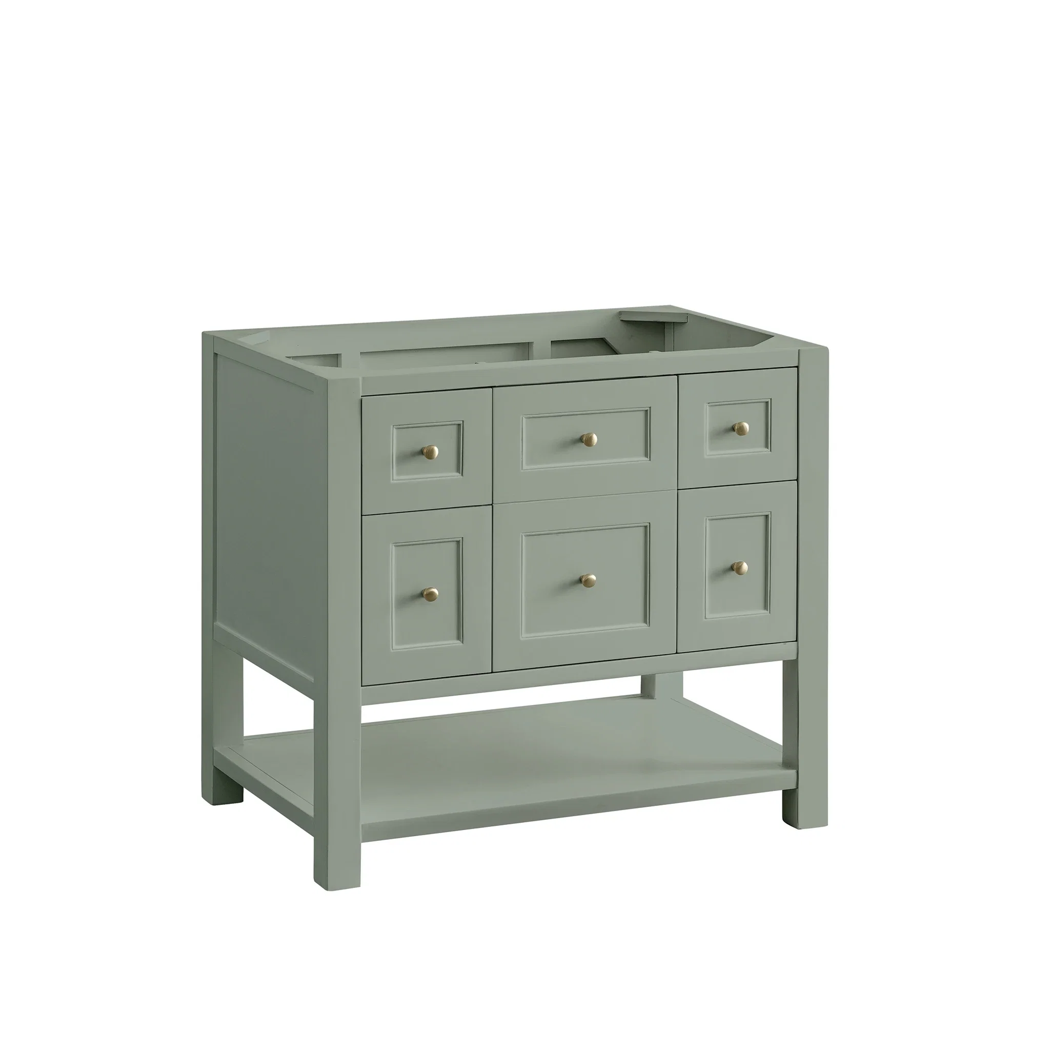 Breckenridge 36" Single Vanity, Smokey Celadon w/ Single Hole 3 CM White Zeus Top & Backsplash