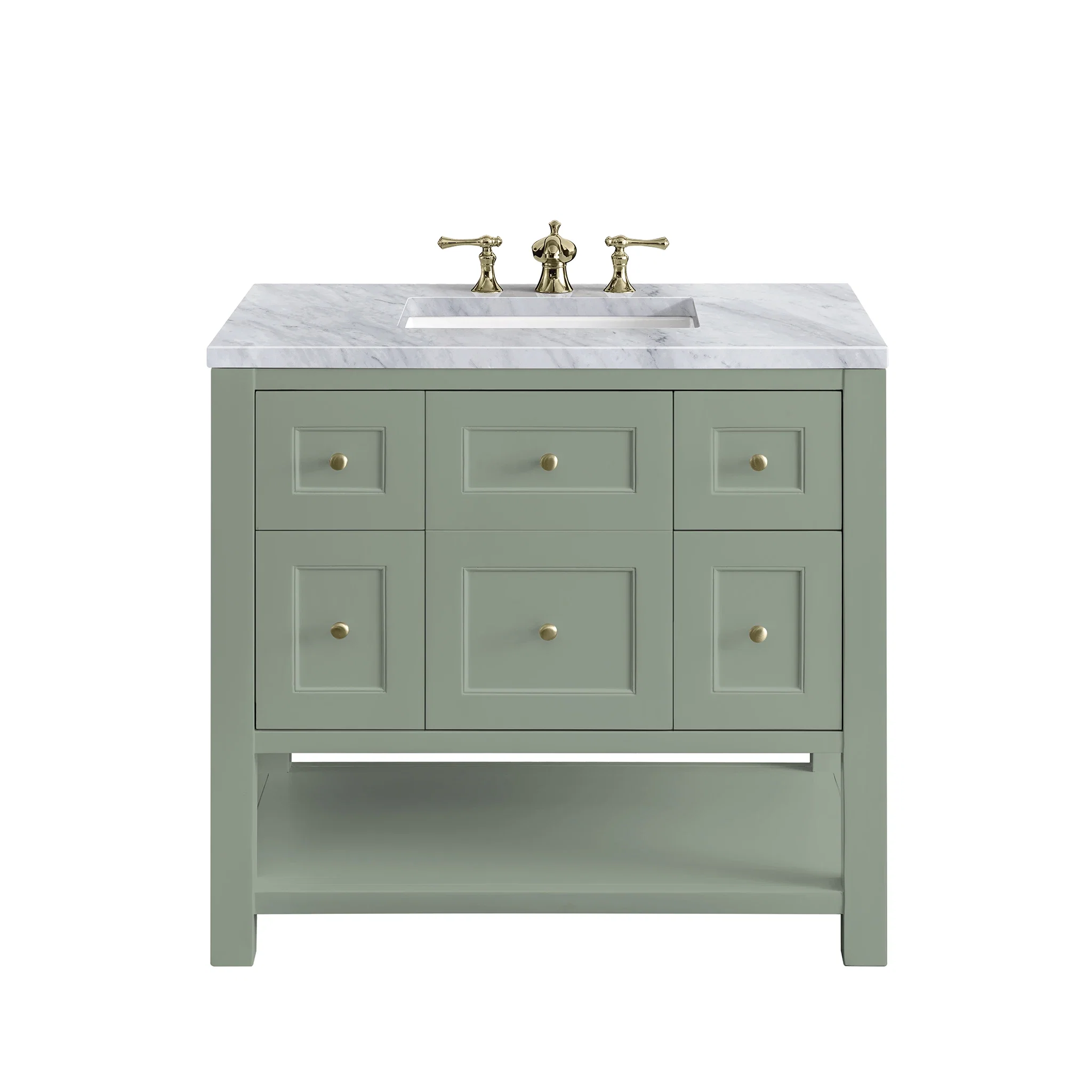 Breckenridge 36" Single Vanity, Smokey Celadon w/ 3 CM Carrara Marble Top