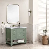 Breckenridge 36" Single Vanity, Smokey Celadon w/ 3 CM Carrara Marble Top
