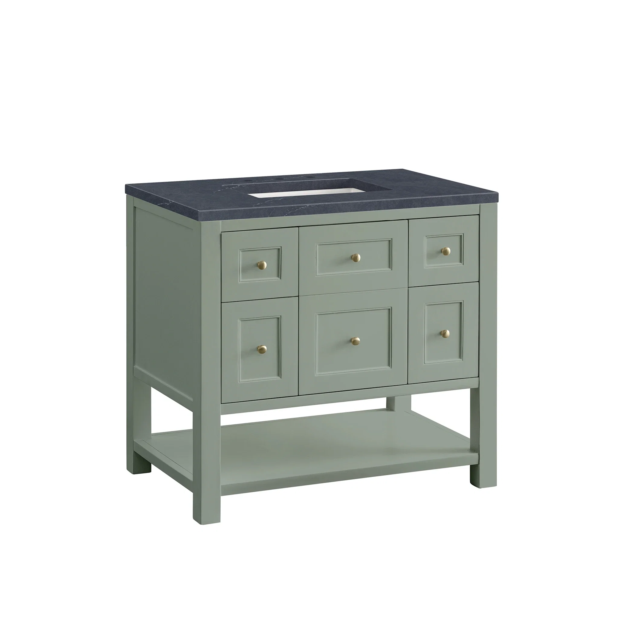 Breckenridge 36" Single Vanity, Smokey Celadon w/ 3 CM Charcoal Soapstone Top