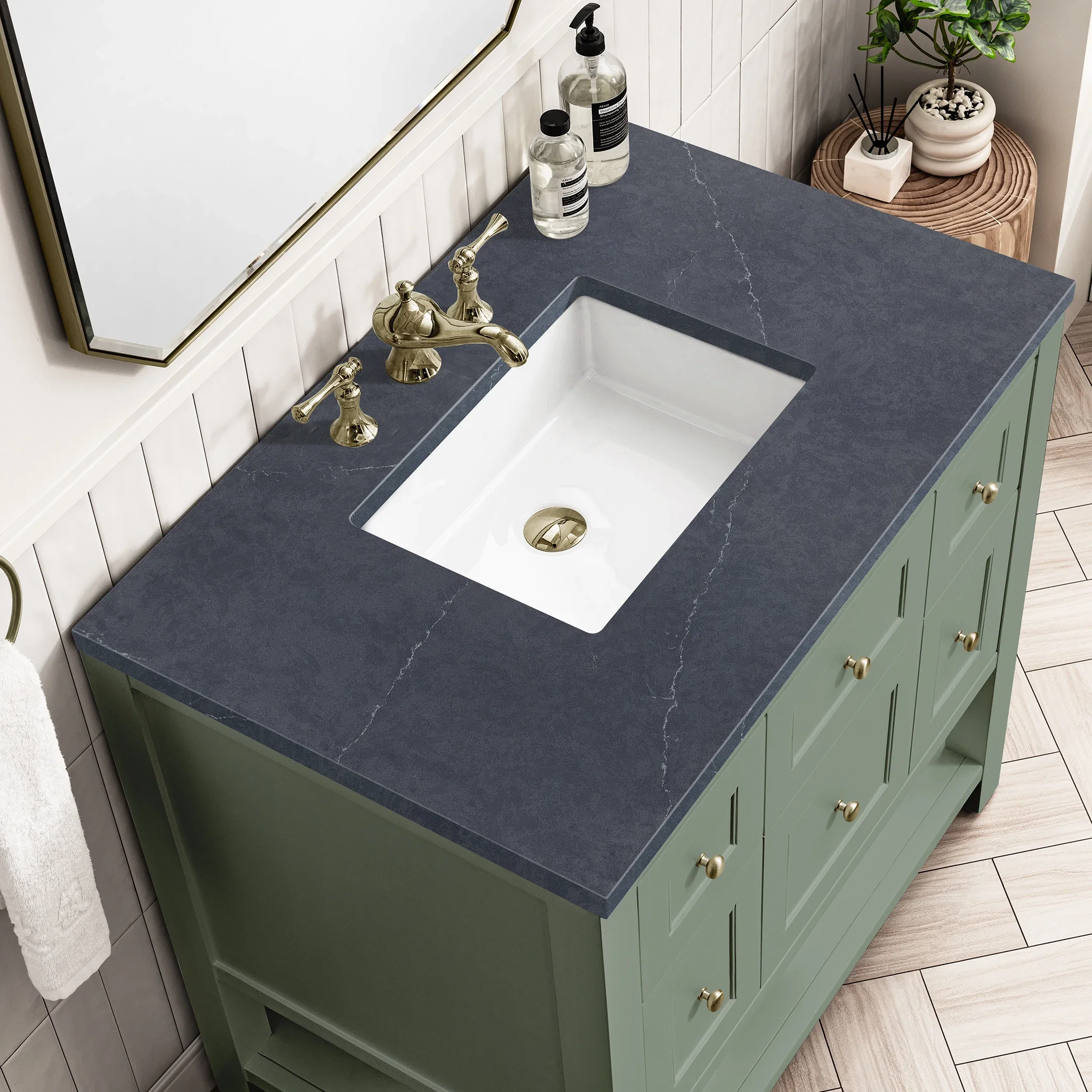 Breckenridge 36" Single Vanity, Smokey Celadon w/ 3 CM Charcoal Soapstone Top