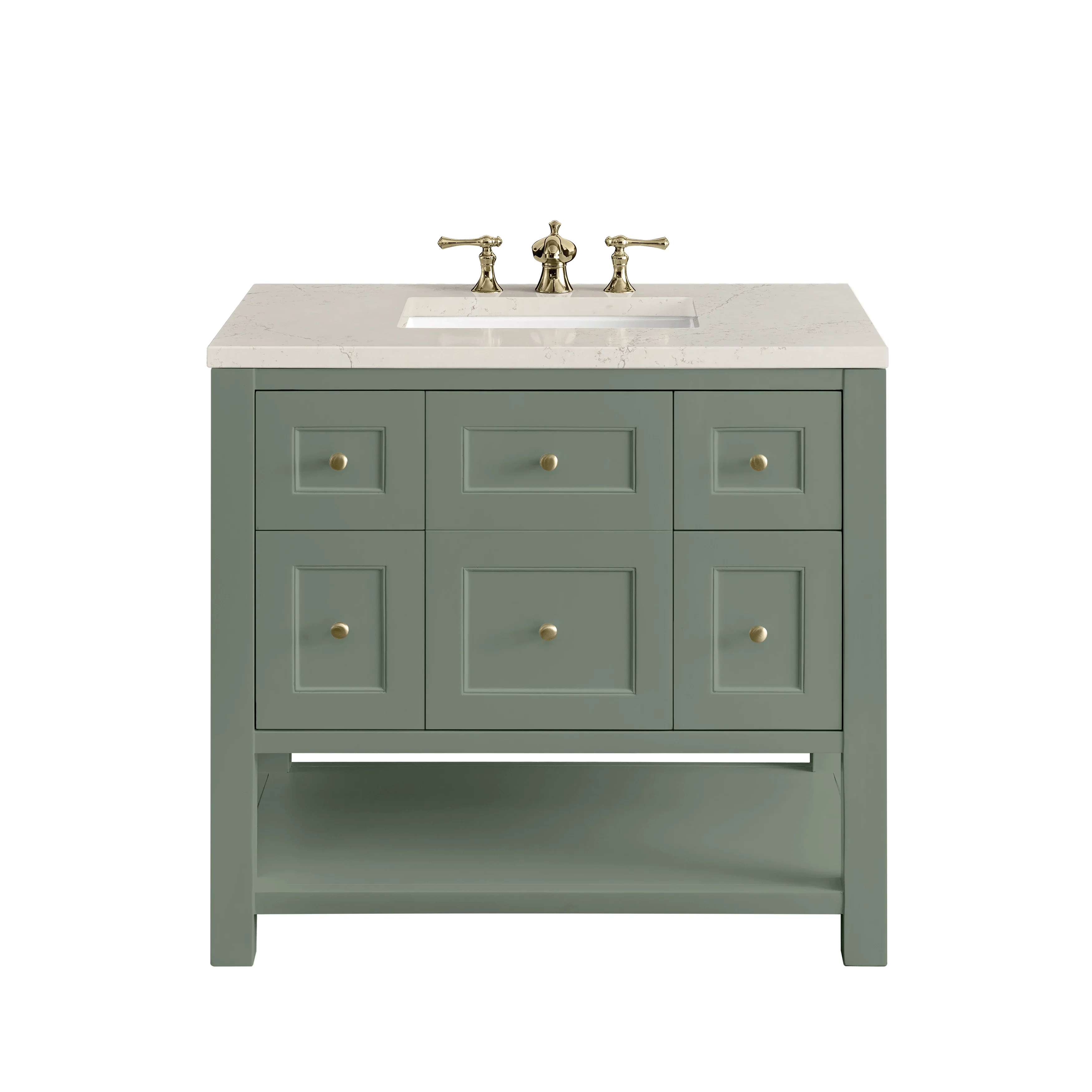 Breckenridge 36" Single Vanity, Smokey Celadon, w/ 3 CM Siberian Silestone Top