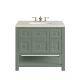 Breckenridge 36" Single Vanity, Smokey Celadon, w/ 3 CM Siberian Silestone Top