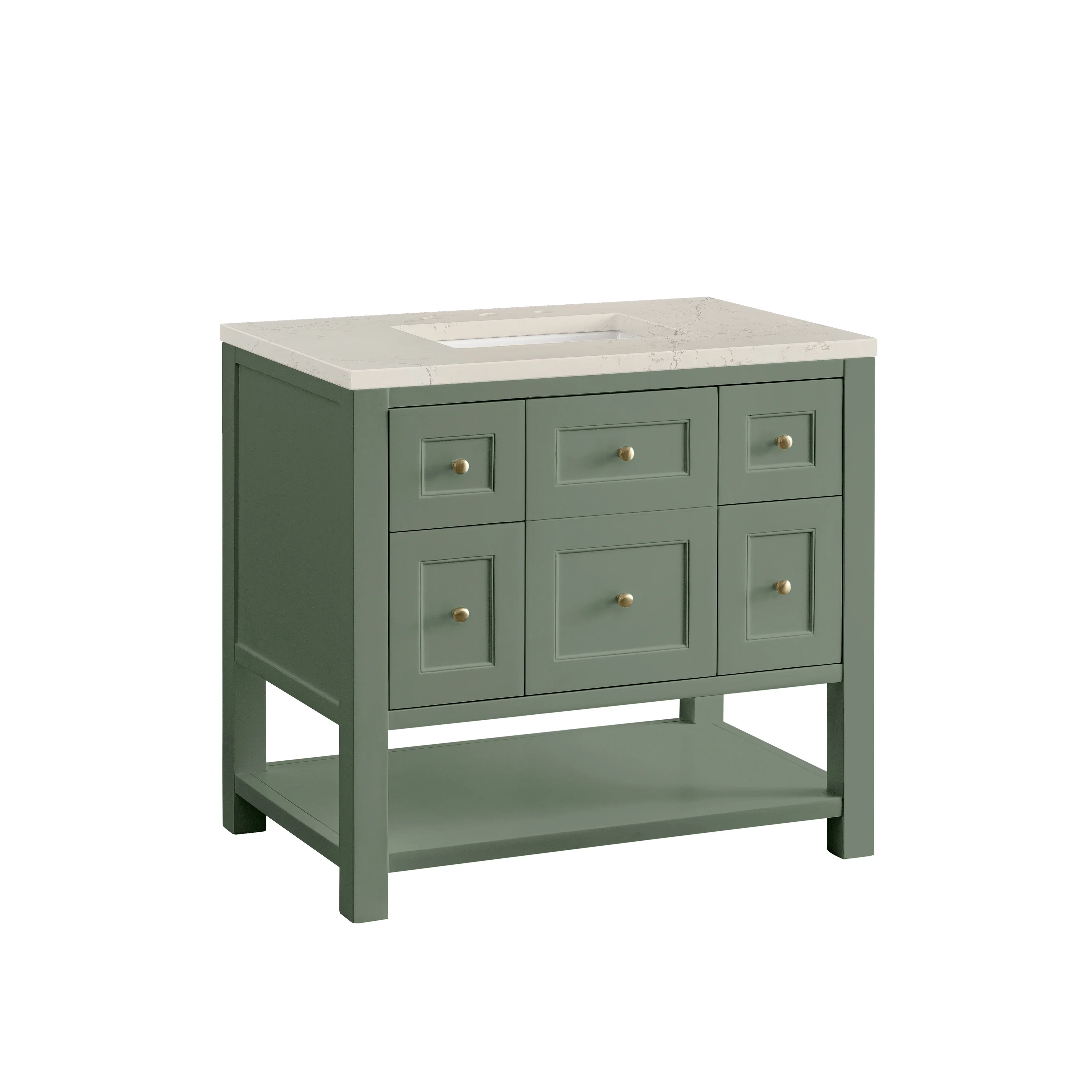 Breckenridge 36" Single Vanity, Smokey Celadon, w/ 3 CM Siberian Silestone Top