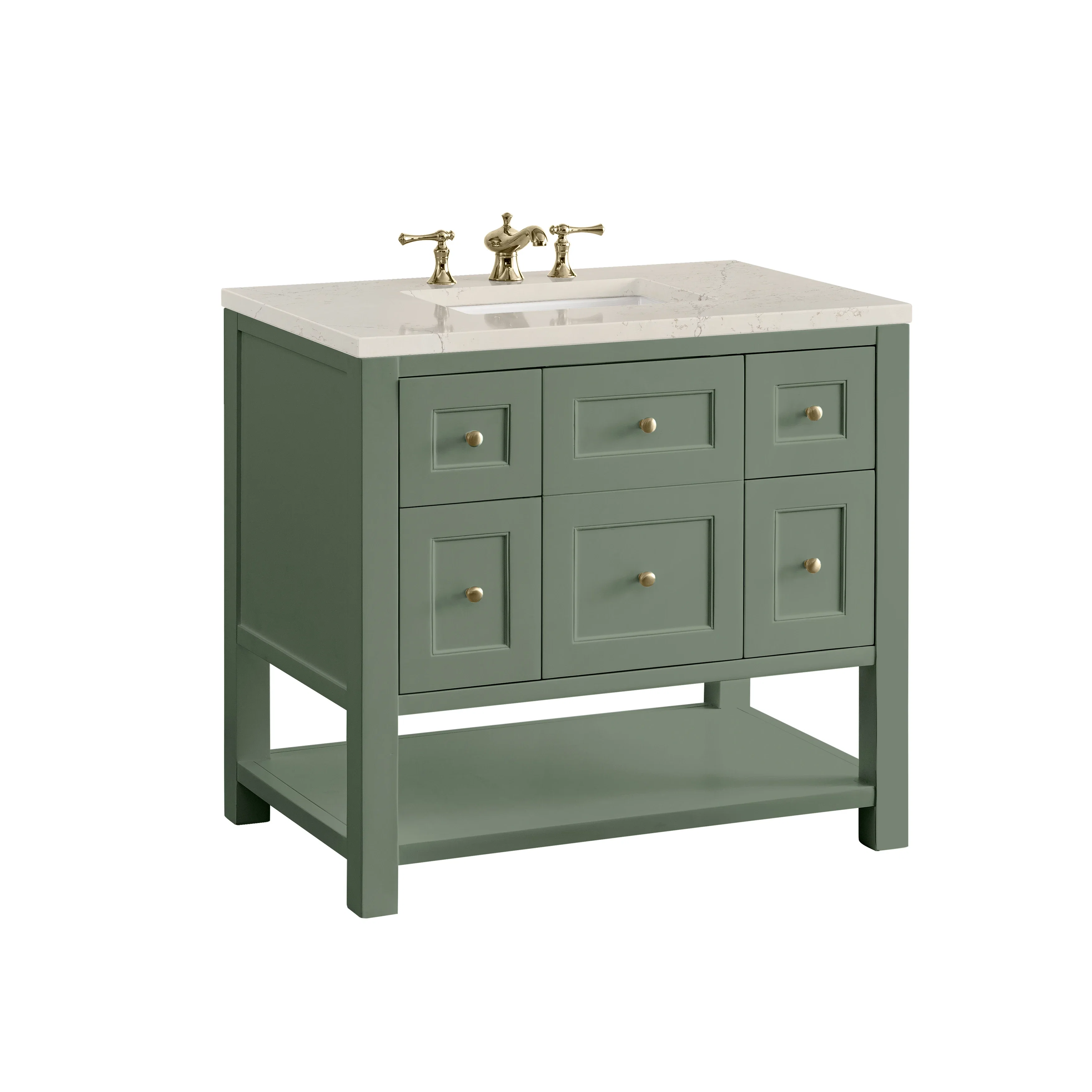 Breckenridge 36" Single Vanity, Smokey Celadon, w/ 3 CM Siberian Silestone Top