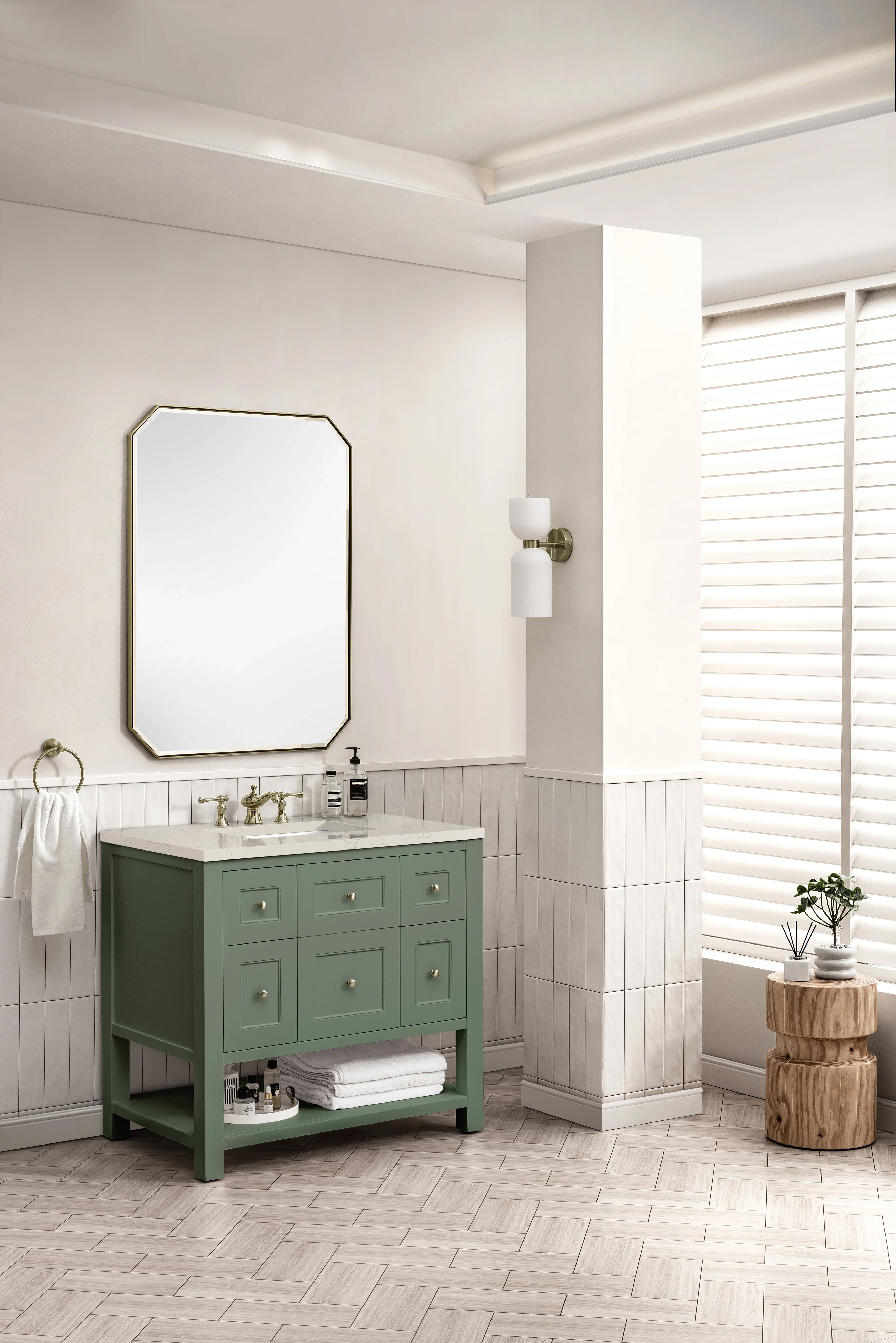 Breckenridge 36" Single Vanity, Smokey Celadon, w/ 3 CM Siberian Silestone Top