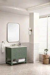 Breckenridge 36" Single Vanity, Smokey Celadon, w/ 3 CM Siberian Silestone Top