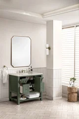 Breckenridge 36" Single Vanity, Smokey Celadon, w/ 3 CM Siberian Silestone Top