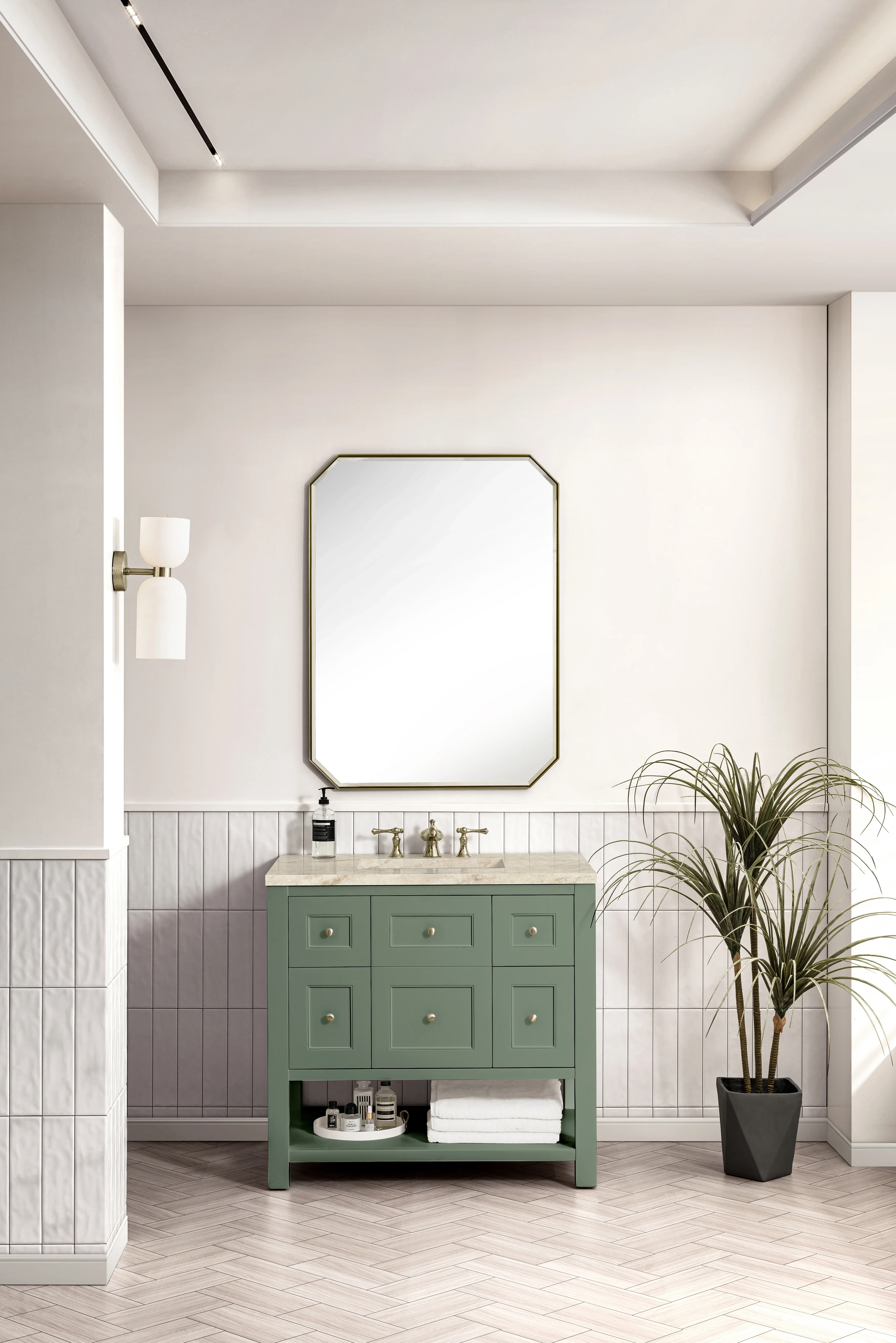 Breckenridge 36" Single Vanity, Smokey Celadon, w/ 3 CM Tajnar Eclos Top