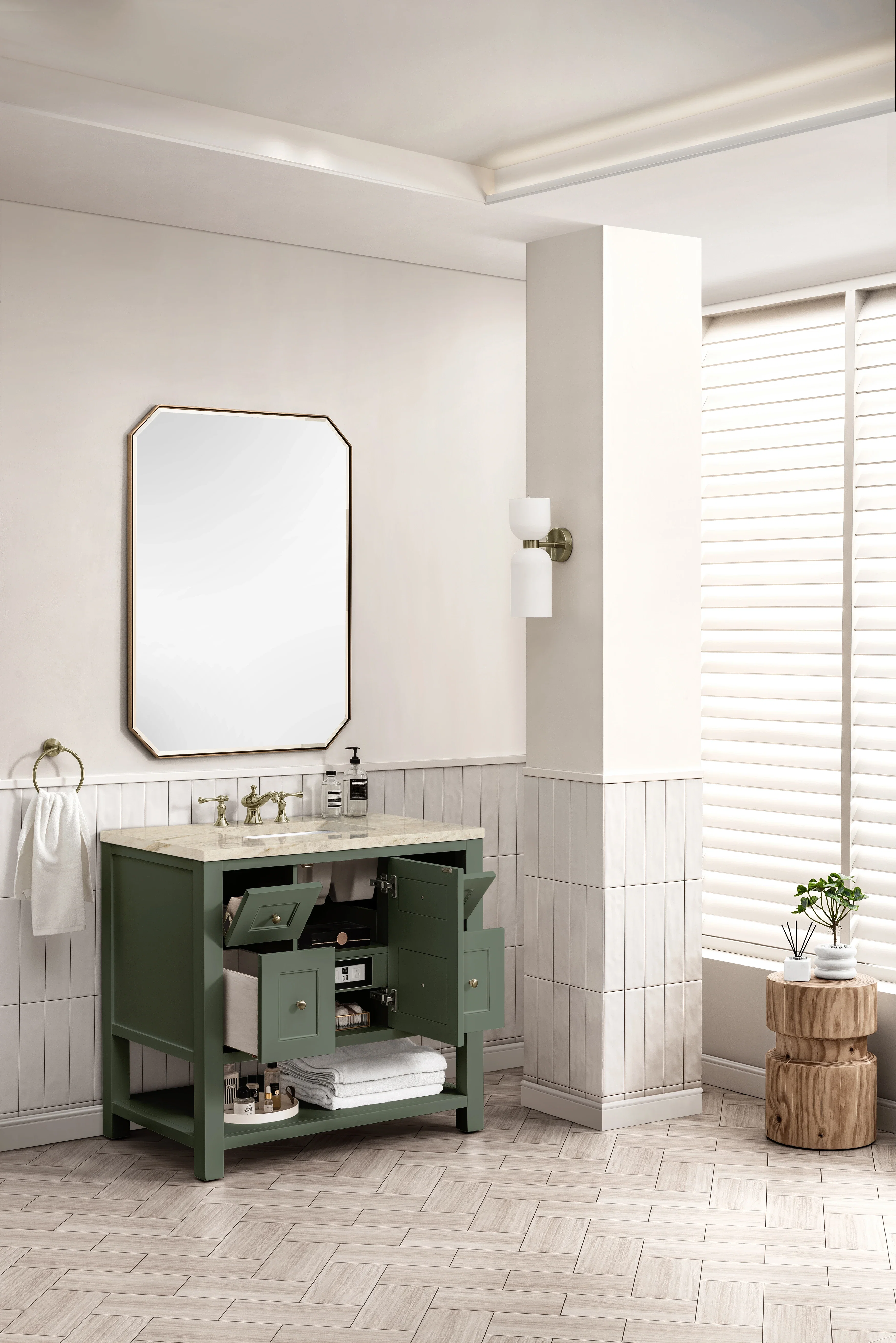 Breckenridge 36" Single Vanity, Smokey Celadon, w/ 3 CM Tajnar Eclos Top