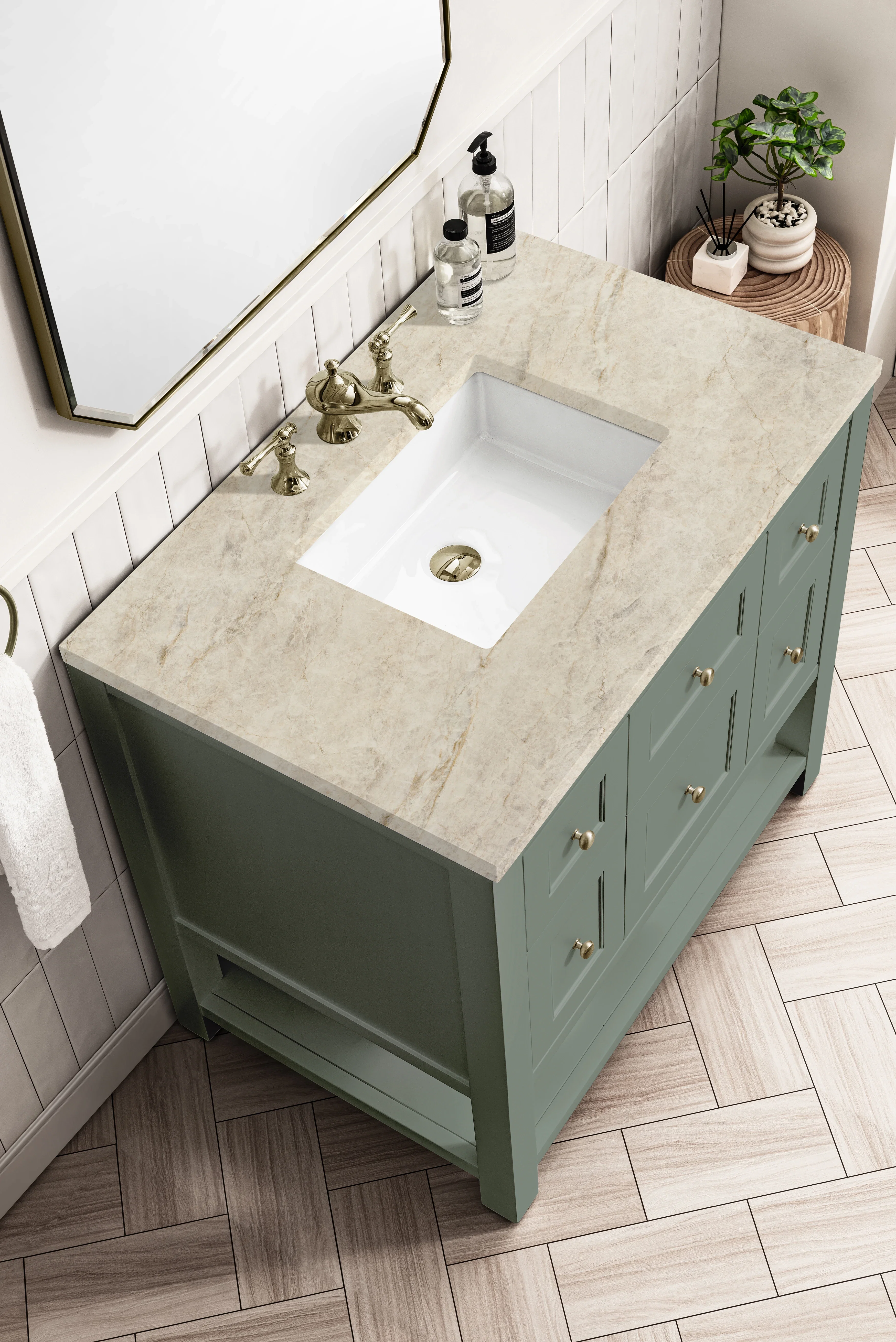 Breckenridge 36" Single Vanity, Smokey Celadon, w/ 3 CM Tajnar Eclos Top