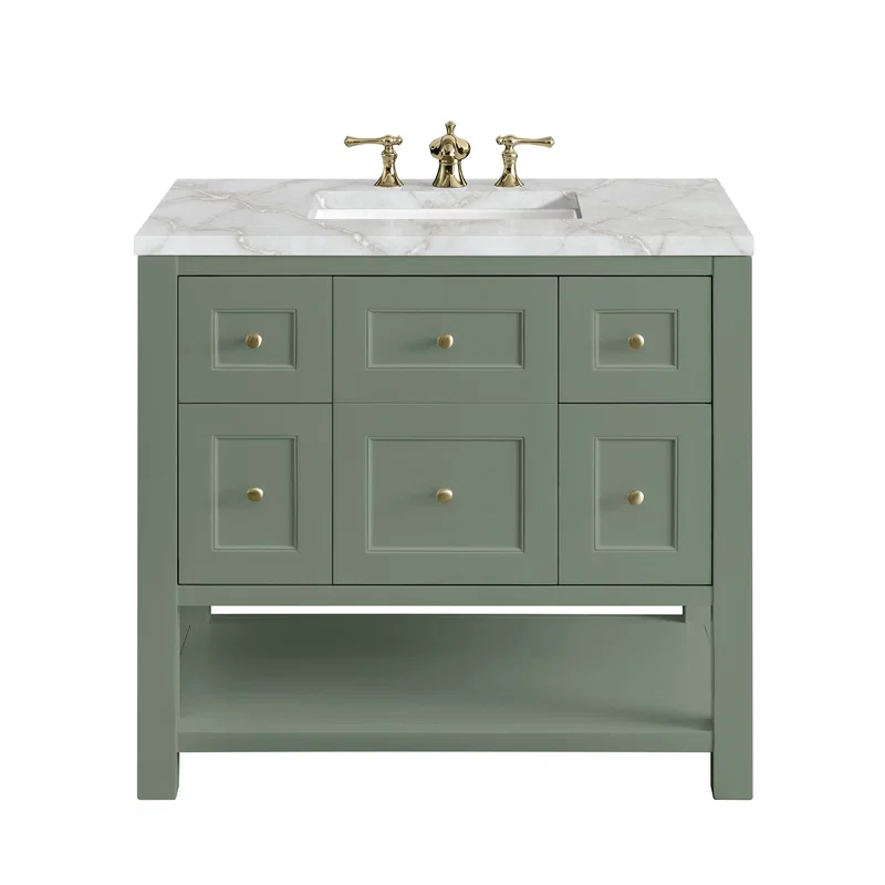 Breckenridge 36" Single Vanity, Smokey Celadon w/ 3 CM Victorian Silver Top