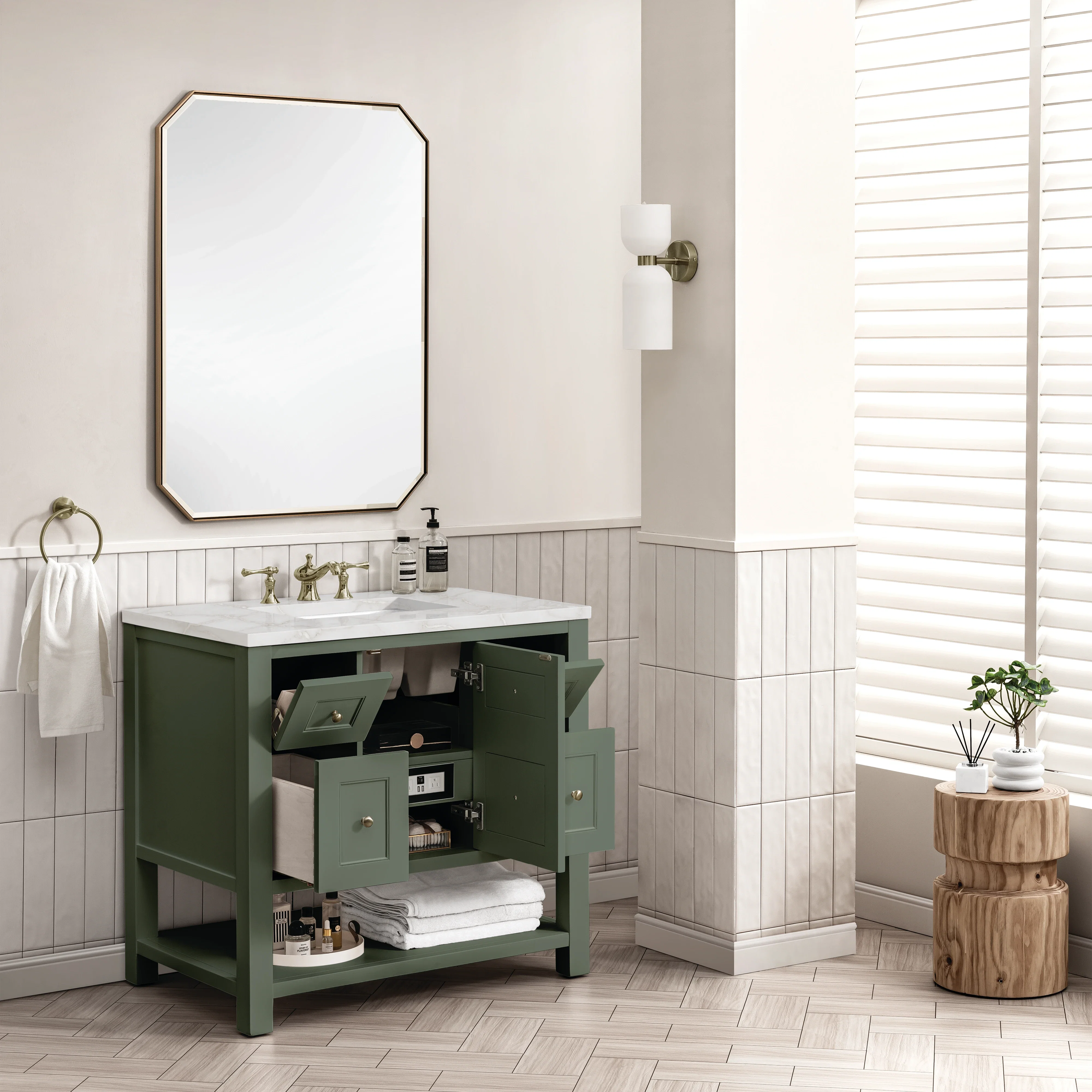 Breckenridge 36" Single Vanity, Smokey Celadon w/ 3 CM Victorian Silver Top