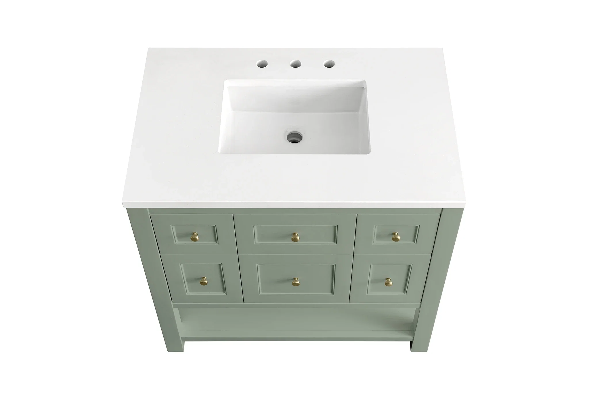Breckenridge 36" Single Vanity, Smokey Celadon w/ 3 CM White Zeus Top