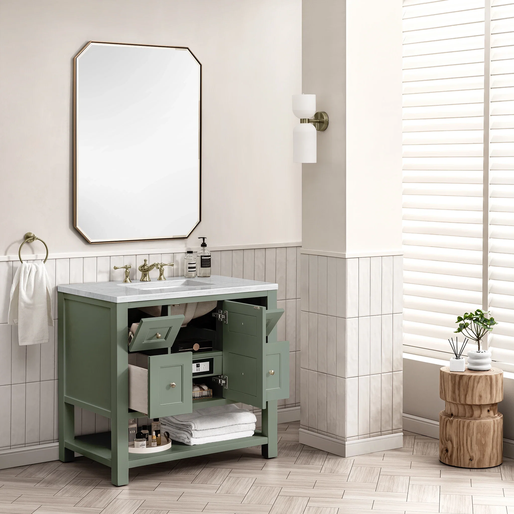 Breckenridge 36" Single Vanity Cabinet, Smokey Celadon