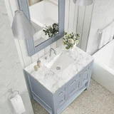 Breckenridge 36" Single Vanity, Serenity Blue, w/ 3 CM Carrara Marble Top