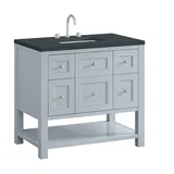 Breckenridge 36" Single Vanity, Serenity Blue, w/ 3 CM Charcoal Soapstone Quartz Top